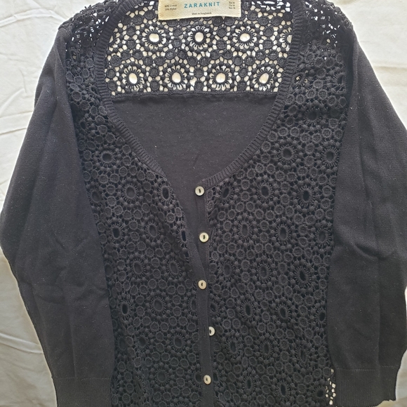 Women's Black Crochet knit Sweater Set, Zara - Picture 2 of 8